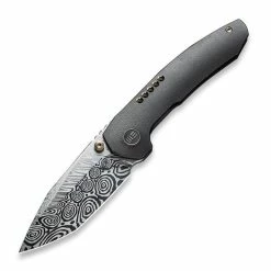 We Knife Trogon Damascus, Black Titanium WE22002B-DS1